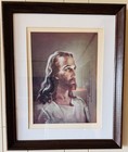 Warner Sallman   s Jesus Head Of Christ 18x22 Framed Litho Kriebel Bates 1940 1966