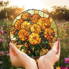 Daisy Butterfly Stained Glass Suncatcher  Floral Teacup Window Panel