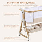 Baby Bassinet Bedside Sleeper Crib W  6 Height Adjustable   Wheels For Infant