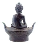 Antique Burmese Or Lanna Thai Bronze Buddha Statue With Inscribed Base