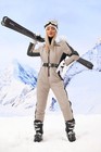 Womens Winter Ski Suit Outdoor Sports Waterproof Snowsuit Fur Collar Jumpsuit   