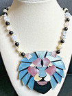 Lee Sands Abalone Mother Of Pearl Lion Necklace Bracelet Earrings Set