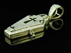 1ct Round Cut Rip Coffin Box Casket Pendant 14k Yellow Gold Finish 18 free Chain