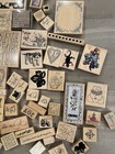 1lb Of Vtg Mounted Rubber Stamps Lot Wood Mixed Themes Flowers Animals Holiday
