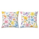  Spring Floral Throw Pillow Covers 18x18 Inch Set Of 2 Watercolor Yellow Pink 