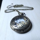 Pocket Watch Vintage Gear Hollow Quartz Fob Watches Steampunk Antiqued Untested
