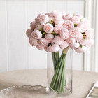Rose Pink Peony Artificial Flowers Silk Bouquet 27heads Roses Fake Flower For Ta
