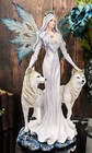 Large 23  Tall Blizzard Frost Flake Fairy With Two Snow Wolves Statue Figurine