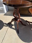 Vintage Mersman Lyre Harp Base Oval Mcm Side Table Mahogany Duncan Phyfe Style