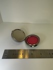 Vintage Rouge Silver Tone Compact W coral Stone   Mirror - Beautiful Setting 332