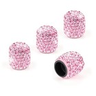 4 Pack Handmade Crystal Rhinestone Car Tire Valve Stem Caps  Car Wheel Pink