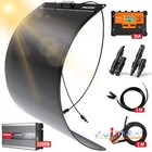 Complete Solar Panel Starter Kit 2000w Inverter 12v Battery Charger Controller