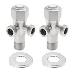 2 Sets 1 2 Stainless Steel Double Angle Valve 1 In 2 Out Outlets Angle Stop