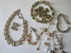 Vintage Jewelry Lot Craft Repurpose Repair Harvest Wedding Cake Glass Lisner