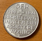 Switzerland 1941 B Silver 5 Francs Unc 650th Anniversary Of Confederation