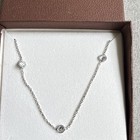 Jennifer Miller Signed 925 Sterling Silver Cz Station Necklace  Cable Chain