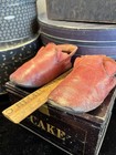 3001    vintage Early 1920s Baby Red Leather Soft Leather Sole Crib Shoes Germany