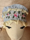 Antique 1920s Floral Embroidered Lace Boudoir Vanity Night Evening Cap Hat