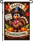 Happy Thanksgiving Turkey Garden Flags 12  18 Inch Double Sided  Fall Pumpkin 