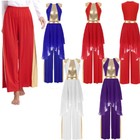 Praise Dance Outfit Women Color Block Asymmetrical Tunic  pants Worship Lyrical 