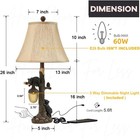Set Of 2 Rustic Bear Table Nightstand Usb Lamp Light Cabin Lodge Home Decor 26 