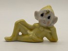 Vintage 1950 s Miniature Ceramic Pixie Elf Figurine Yellow Mid Century Japan