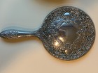 Vintage Ornate Silverplate Vanity Set Mirror Brush Comb Floral 2 5lbs