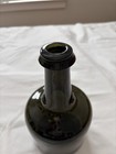Colonial Williamsburg Vintage Hand Blown Glass Bottle Signed Olive Green Euc