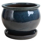 9 In  Dia Blue Solid Studio Ceramic Planter  Indoor   Outdoor Plant Pot