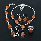 Baltic Amber Pear Gemstone Handmade Gift 925 Sterling Silver Jewelry Set Vj 1013