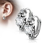 Womens Victorian Style Cubic Zirconia 316l Stainless Steel Hoop Huggie Earrings