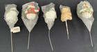 Christmas Floral Picks Ornaments Flocked Snowman Teddy Bear Lot Of 5 Nos Vintage