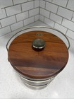 Walnut Ice Bucket  Plastic Liner  Brass Detail - Vintage - Vermillion Walnut