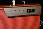 1958 Sony Gendis Tr-75 Portable Transistor Radio Coral Pink Works Earphone Mcm