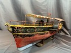 Antique E f  Lefevre Clockwork Toy Boat Sidewheeler France  1890  29      Vintage 