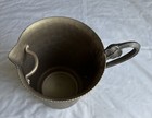 Vintage Hammered Aluminum Pitcher Leaf Pattern Handle With Ice Catcher