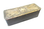 Antique Dresser Vanity Box Repousse English Sterling Silver Leather