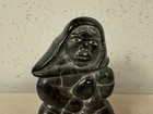 Vintage Canadian Eskimo Inuit Soapstone Carving Of Figure Signed Berth