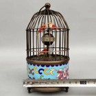 Cloisonne Brass Mechanical Clock Three Bird Moving Alarm Clock Function Fl023