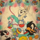 Vintage Baby Looney Tunes Crib Blanket Quilt Bugs Daffy Tweety Sylvester Pastel