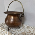 Vtg Hammered Copper 3 Footed Cauldron Pot Brass Swing Rivet Handle 4 5x6    Fancy