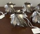 Set Of 6 Vintage Pewter Autumn Leaf Quality Napkin Rings Holders