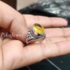 Citrine Topaz Big Gemstone Ring 925 Sterling Silver Man s Handcrafted Jewelry