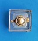 Antique 1920s Art Nouveau Glass Ink Well With Brass Lid