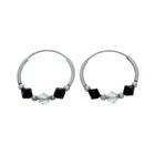 Vintage Sterling Silver 925 Crystal Hoop Earrings