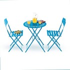 Alpine Bistro Set Patio Table Chairs Blue Folding Indoor Outdoor Steel 3-piece
