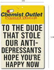 Funny Chemist Outlet Tin Sign 8x12 Aluminum Wall Decor Pharmacy Humor Gag Gift