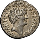 Marc Antony And Octavian Ar Denarius Silver Coin 41 Bc - Ngc Xf 5 5 Strike