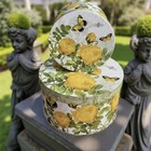 Extremely Rare Vintage New 1980s French Yellow Rose Hat Box Shabby Chic Lot 2