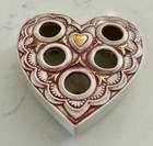 Vintage Handpainted 1974 Heart Candle Lipstick Holder Pink Gold Retro Vanity 5 